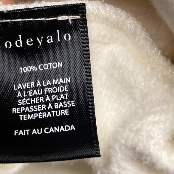 Odeyalo Sweatshirt Womens Small Cream Quarter Zip Soft Cotton Oversized - Picture 7 of 13